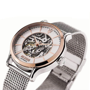 Maserati Men’s Automatic Silver Stainless Steel White Skeleton Dial 42mm Watch R8823118001