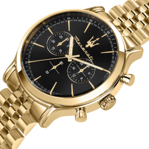 Maserati Men’s Chronograph Quartz Gold Stainless Steel Black Dial 42mm Watch R8873618023
