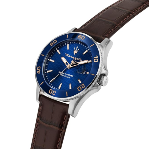 Maserati Men’s Quartz Brown Leather Strap Blue Dial 43mm Watch R8851100004