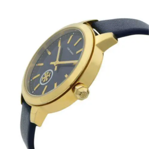 Tory Burch Women’s Quartz Blue Leather Strap Navy Blue Dial 38mm Watch TBW1203