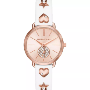 Michael Kors Women’s Quartz White Leather Strap Rose Gold Dial 34mm Watch MK2728 (Without Tag)