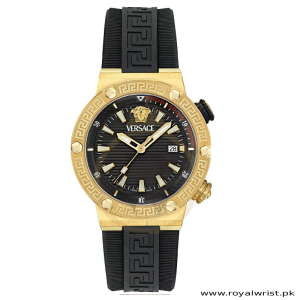 Versace Men’s Quartz Swiss Made Black Silicone Strap Black Dial 43mm Watch VE8G00324