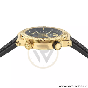 Versace Men’s Quartz Swiss Made Black Silicone Strap Black Dial 43mm Watch VE8G00324