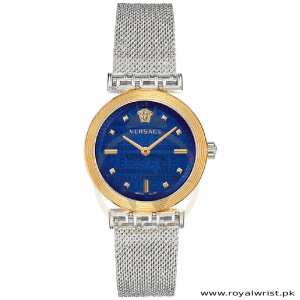 Versace Women’s Quartz Swiss Made Silver Stainless Steel Blue Dial 34mm Watch VELW00520