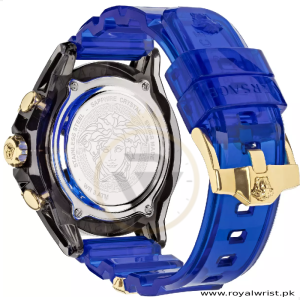 Versace Men’s Quartz Swiss Made Blue Silicone Strap Black Dial 44mm Watch VEZ700521 - Image 3