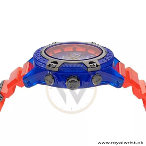 Versace Men’s Quartz Swiss Made Orange Silicone Strap Blue Dial 44mm Watch VEZ700922