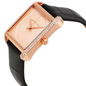 Michael Kors Women’s Quartz Black Leather Strap Rose Gold Dial 38mm Watch MK2611 (Without Tag)