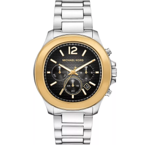 Michael Kors Men’s Chronograph Quartz Silver Stainless Steel Black Dial 44mm Watch MK9212