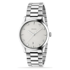 Gucci Women’s Quartz Swiss Made Silver Stainless Steel White Dial 38mm Watch YA1264028A