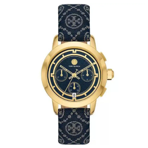 Tory Burch Women’s Quartz Navy Blue Canvas Strap Navy Blue Dial 37mm Watch TBW1038