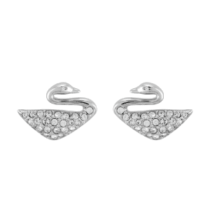 Swarovski Women’s Swan Earrings White Crystal Rhodium Plated 1116357