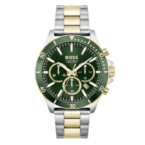 Hugo Boss Men’s Chronograph Quartz Two-tone Stainless Steel Green Dial 44mm Watch 1514154
