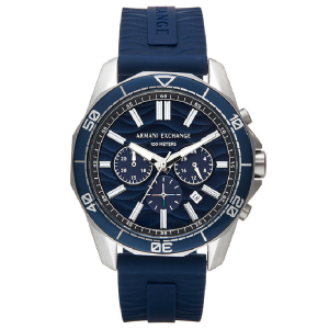 Armani Exchange Men’s Quartz Blue Silicone Strap Blue Dial 44mm Watch AX1960