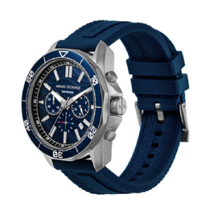Armani Exchange Men’s Quartz Blue Silicone Strap Blue Dial 44mm Watch AX1960