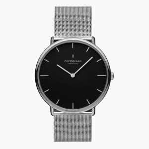 Nordgreen Unisex Quartz Silver Stainless Steel Black Dial 40mm Watch NR40SIMESIBL