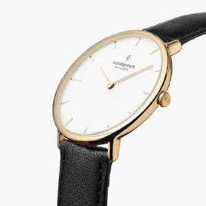 Alternative view of Nordgreen Women’s Quartz Black Leather Strap White Dial 32mm Watch NR32GOLEBLXX (Like New)