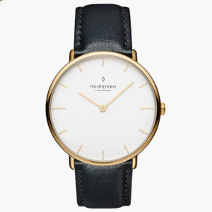 Nordgreen Women’s Quartz Black Leather Strap White Dial 32mm Watch NR32GOLEBLXX (Like New)