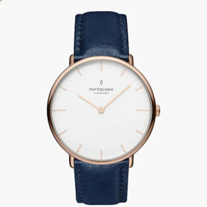 Nordgreen Unisex Quartz Blue Leather Strap White Dial 40mm Watch NR40RGLENAXX