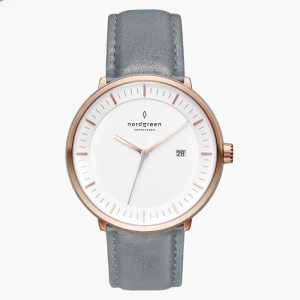 Nordgreen Unisex Quartz Grey Leather Strap White Dial 36mm Watch PH36RGLEGRXX