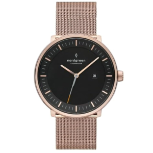 Nordgreen Unisex Quartz Rose Gold Stainless Steel Black Dial 36mm Watch PH36RGMEROBLCH
