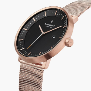 Nordgreen Unisex Quartz Rose Gold Stainless Steel Black Dial 36mm Watch PH36RGMEROBLCH