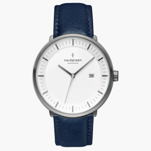 Nordgreen Unisex Quartz Blue Leather Strap White Dial 36mm Watch PH36GMLENAXX