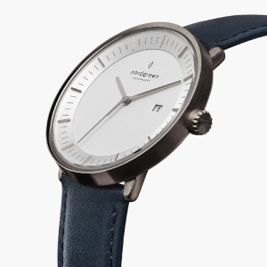 Nordgreen Unisex Quartz Blue Leather Strap White Dial 36mm Watch PH36GMLENAXX