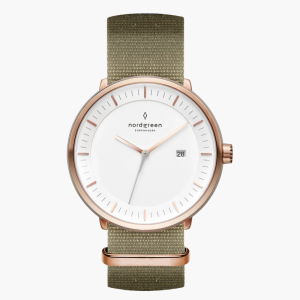 Nordgreen Unisex Quartz Light Green Nylon Leather Strap White Dial 36mm Watch PH36RGNYAGXX