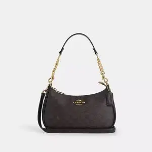 Coach Teri Shoulder Bag in Signature Canvas (Size: L24.1cm, H15.2cm, W7.6cm) CV933
