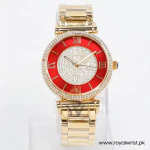 Michael Kors Women's Quartz Gold Stainless Steel Crystal Pave Dial 37mm Watch MK3377-G (Like New)
