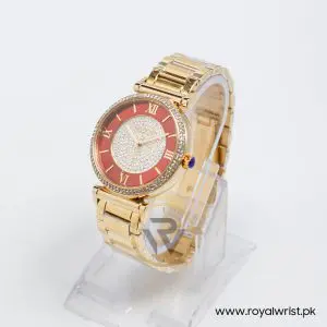 Michael Kors Women's Quartz Gold Stainless Steel Crystal Pave Dial 37mm Watch MK3377-G (Like New)