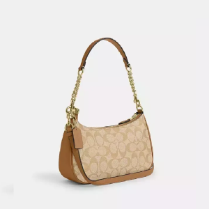 Alternative view of Coach Teri Signature Coated Canvas Shoulder Bag – Khaki Brown (Size: L 24cm, H 15cm, W 7.5cm) CA548