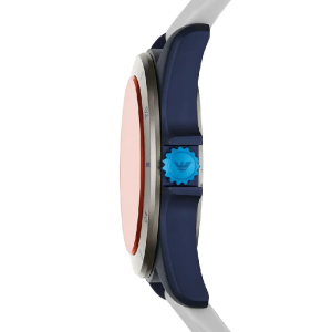 Emporio Armani Men's Quartz White Silicone Strap Orange Dial 44mm Watch AR11218