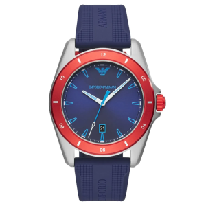 Emporio Armani Men's Quartz Blue Silicone Strap Blue Dial 44mm Watch AR11217