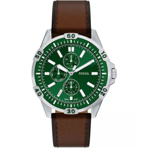 Fossil Men’s Quartz Brown Leather Strap Green Dial 44mm Watch FS6147 (Like New)