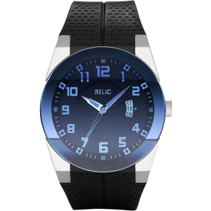 Relic By Fossil Men’s Quartz Black Silicone Strap Blue Dial 43mm Watch ZR11861 (Like New)