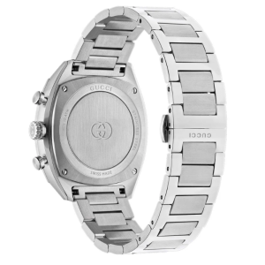 Gucci Men’s Swiss Made Chronograph Quartz Silver Stainless Steel Black Dial 41mm Watch YA142316 - Image 3