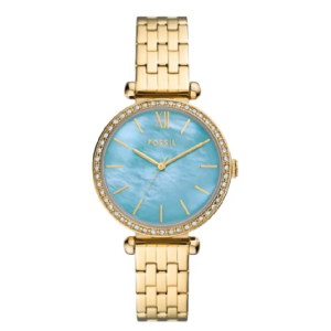 Fossil Women’s Quartz Gold Stainless Steel Sky Blue Mother Of Pearl Dial 33mm Watch BQ5029 (Without Tag)