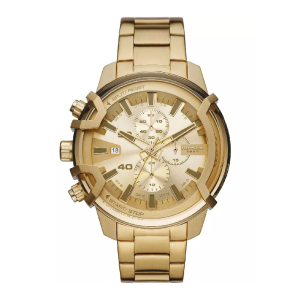 Diesel Men’s Chronograph Quartz Gold Stainless Steel Gold Dial 48mm Watch DZ4573 (Without Tag)