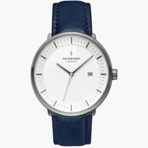 Nordgreen Unisex Quartz Blue Leather Strap White Dial 36mm Watch PH36GMLENAXX
