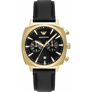 Emporio Armani Men’s Quartz Black Leather Strap Black Dial 40mm Watch AR11690