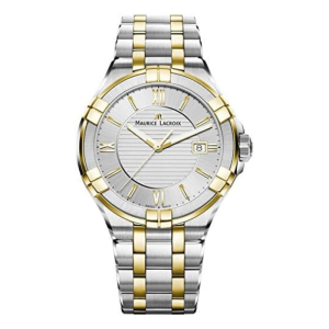 Maurice Lacroix Men’s Quartz Swiss Made Two Tone Stainless Steel Silver Dial 42mm Watch AI1008-PVY13-132-1