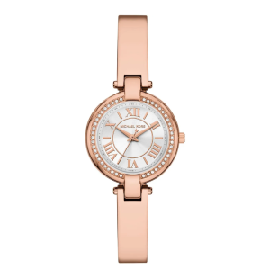 Michael Kors Women’s Quartz Rose Gold Stainless Steel Silver Dial 30mm Watch MKO1111 (Without Tag)