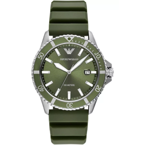 Emporio Armani Men's Quartz Green Silicone Strap Green Dial 42mm Watch AR11638