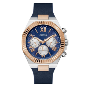 Guess Men’s Quartz Blue Silicone & Leather Strap Blue Dial 44mm Watch GW0791G2
