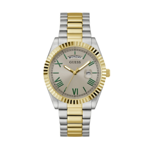 Guess Men’s Quartz Two Tone Stainless Steel Grey Dial 42mm Watch GW0265G15