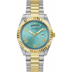 Guess Men’s Quartz Two Tone Stainless Steel Tiffany Blue Dial 42mm Watch GW0265G16