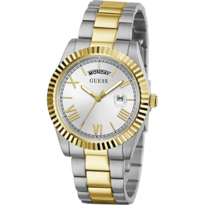 Guess Men’s Quartz Two Tone Stainless Steel Silver Dial 42mm Watch GW0265G17