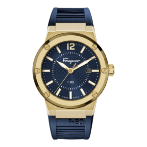 Ferragamo Men’s Swiss Made Quartz Blue Silicone Strap Blue Dial 44mm Watch SFHY00421 (Without Tag)