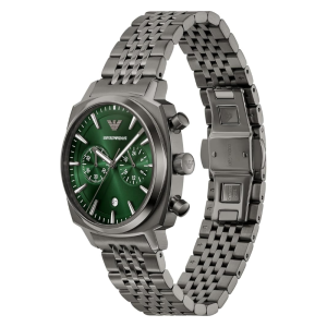 Emporio Armani Men’s Quartz Dark Grey Stainless Steel Green Dial 40mm Watch AR11689